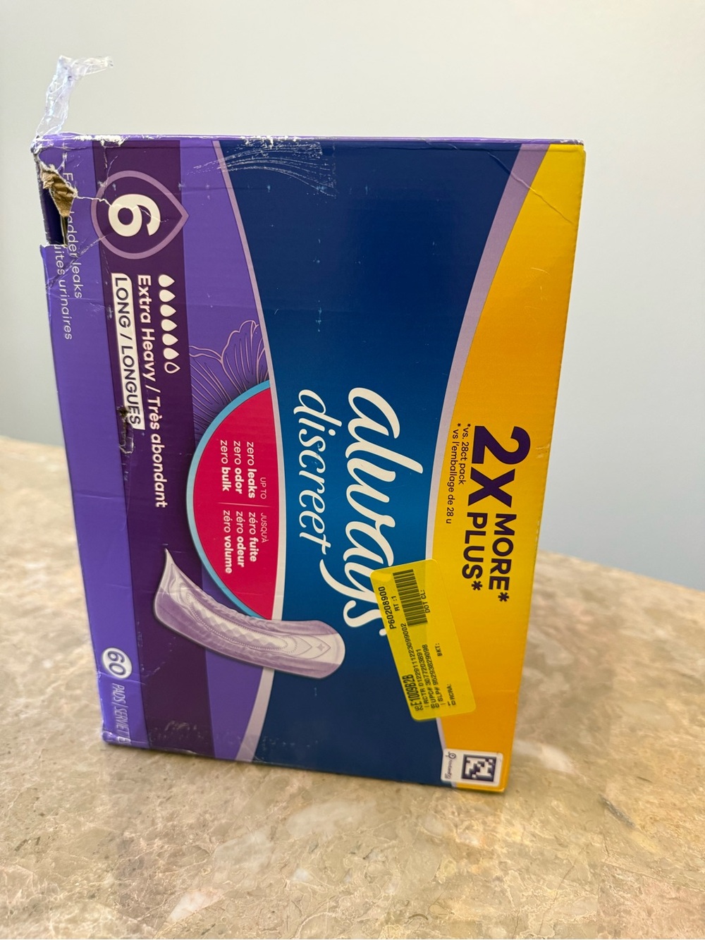 Always Discreet Extra Heavy Long 60 Pads For Bladder Leaks - Picture 5 of 6
